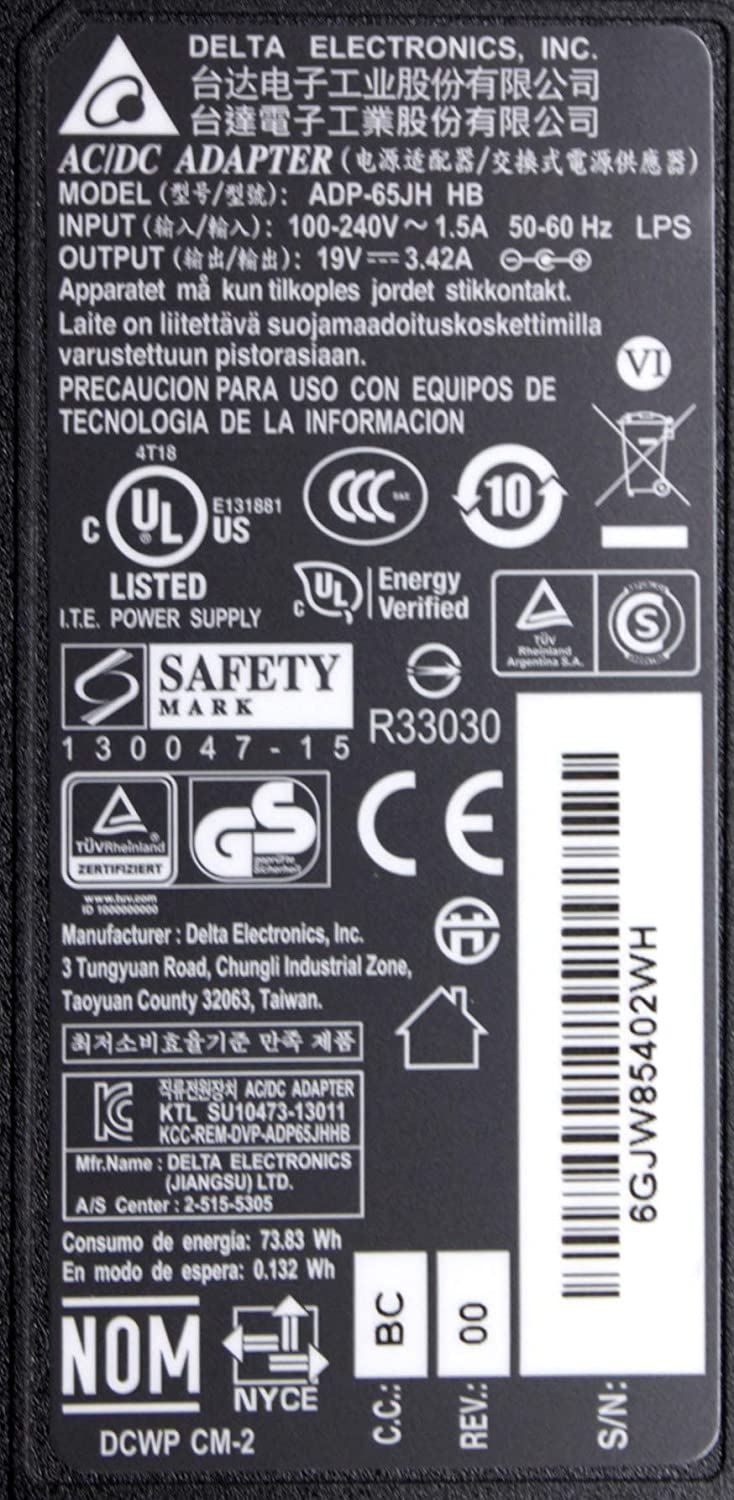 Delta 19v 3.42a Laptop AC Adapter for Acer Aspire 5315 5360 5532 5535 5536 5542G 5551 5552 5732 5735 5736 5737 5738 5740 fits PA-1600-02 PA-1650-01 PA-1650-02 SADP-65KB 65W CHARGER - Image 2