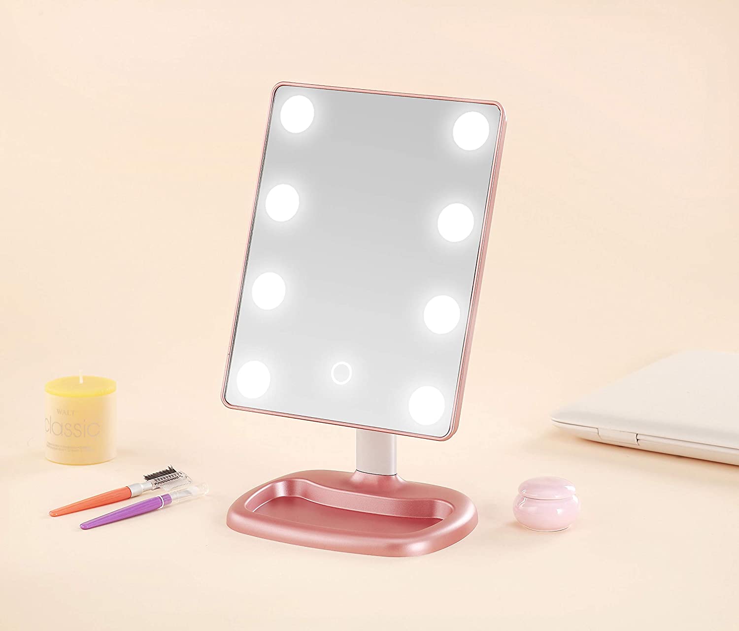 Rose Gold MyLadyMagic Lighted Makeup Mirror Vanity Mirror with 8pcs big bulb lights 