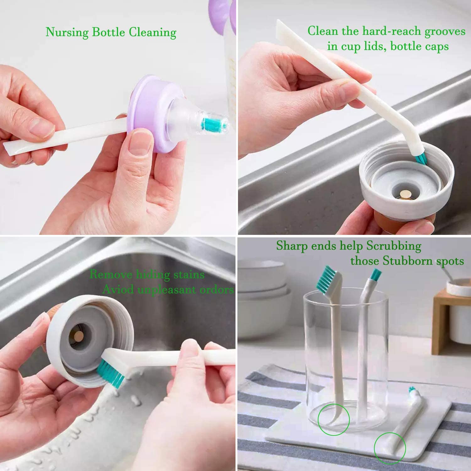 Enyoir 17" Flexible Long Bottle Cleaning Brush Set for Washing Narrow Neck Beer, Wine, Kombucha, Decanter, Brewing Bottles, Sport Water Bottles, Glass Jugs, Nursing Bottle Caps & Cup Lids, 4 PCS - Image 3