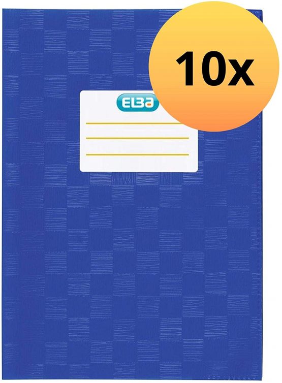 Landre 100420087 Notebook A5 10-Pack with Name tag Embossed in Bast Look Blue Flexible and wipeable