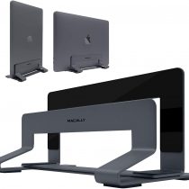 Macally Vertical Laptop Stand for Desk - Adjustable Laptop Holder for Universal Compatibility - Saves Space & Improves Airflow - Use as MacBook Vertical Stand or Laptop Dock - Weighted Steel Frame