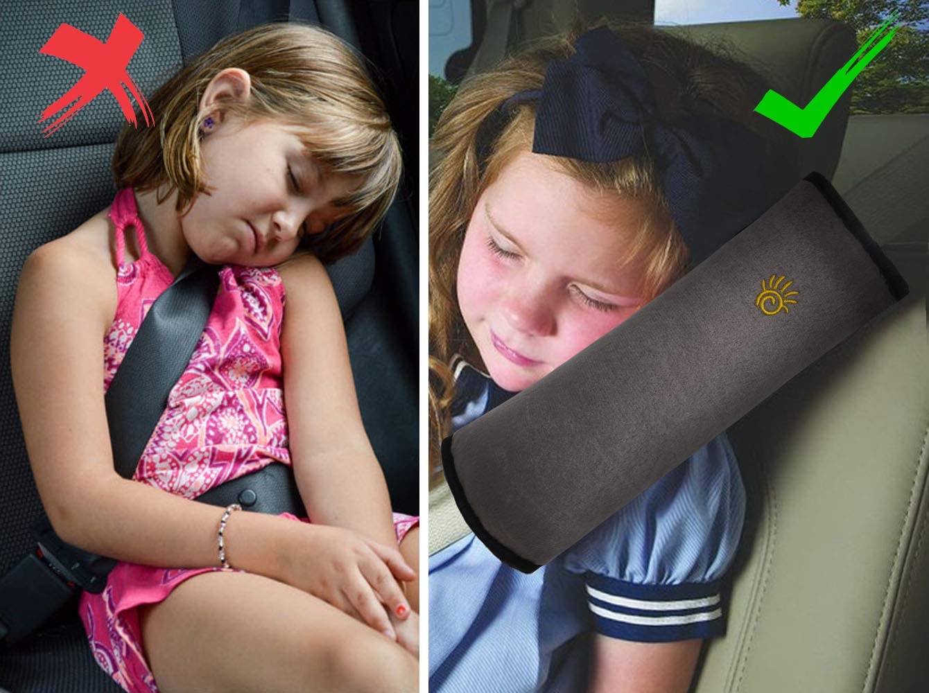 URAQT Car Seat Belt Pad, Seatbelt Pillow with Kids Seatbelt Adjuster - Image 4