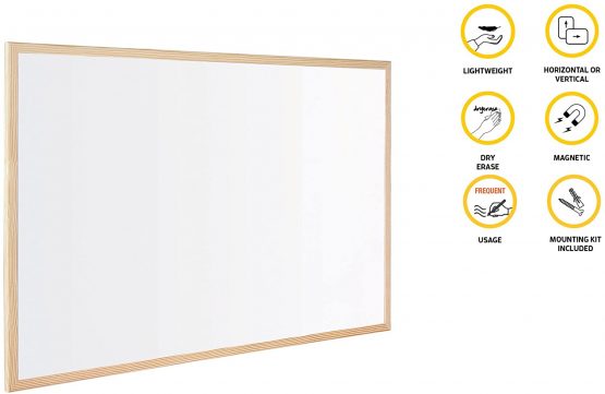 Bi-Office Whiteboard Budget, Magnetic, Wood Frame, 40 x 30 cm - Image 4