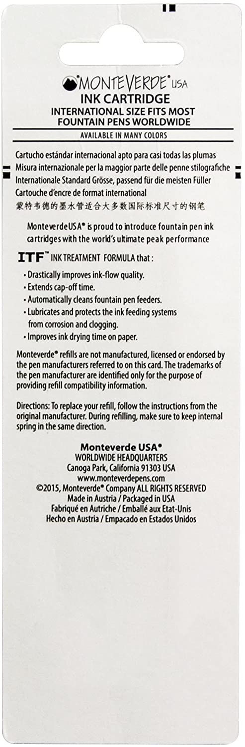 Monteverde International Size Cartridge for Fountain Pens - Green (Pack of 6) - Image 3