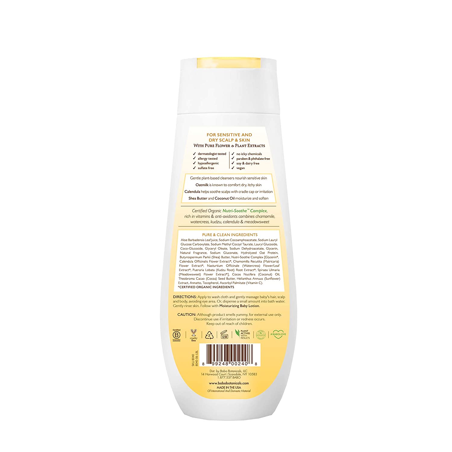 Babo Botanicals Moisturizing Baby Shampoo and Wash Oatmilk Calendula, 8 Ounce - Image 2
