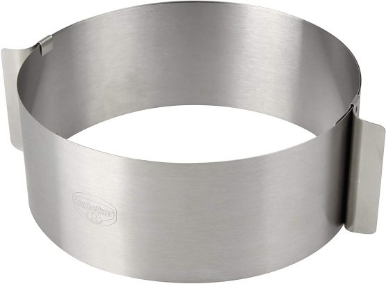 Dr. Oetker Adjustable Cake Ring - Diameter 16-30 cm - Perfect for Layered Cakes - Two Handles for Removing - Colour: Silver - Quantity: 1