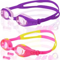 COOLOO 2-PACK Kids Swimming Goggles Junior Children Girls Boys Early Teens Age 3-15, with Anti-Fog, Waterproof, Protection Lenses
