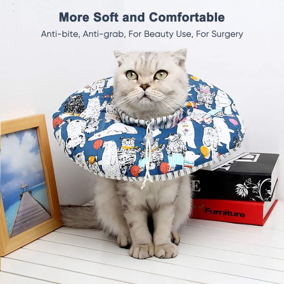 YOUTHINK Pet Recover Collar Cute and Soft Elizabethan Collars Protection Collar for Cat and Dog to Anti-licking and Protect Pet Cervical Spine Blue - Image 2
