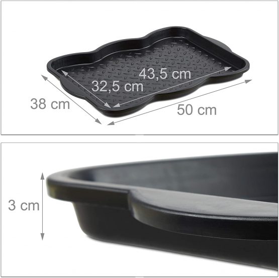 Relaxdays shoe drain tray small, plastic shoe rack f. 4 shoes, profile dirt trap HBT: 3 x 50 x 38 cm, black - Image 2