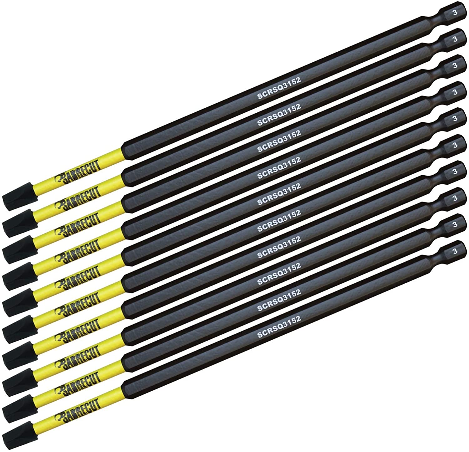10 x SabreCut SCRSQ3152_10 152mm SQ3 Square Magnetic Impact Screwdriver Driver Bits Set Single Ended Heavy Duty - Image 2