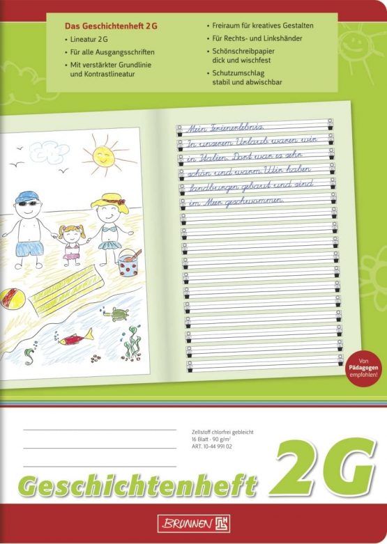 Brunnen 104499102 Story Notebook Class 2 (A4, 16 Sheets, Line Style 2G)
