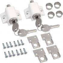 eSynic 2Pcs Sliding Patio Lock Sliding Patio Door Catches Set Security Lock Window and Patio Door Window Bolt Sliding Universal Locks White