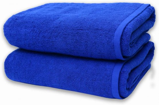 Bath Towels Set of 2, 600gsm Egyptian Cotton Towel Set, 75 X 145 cm, Hotel Quality (Blue)