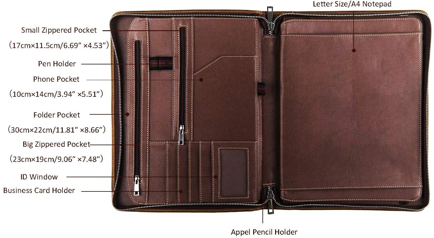 Handmade Genuine Leather Business Portfolio by Jaald, Brown, Medium - Image 2