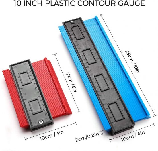 [2 Pack] Contour Gauge Duplicator [5 inch+10inch] Willingood Profile Measuring Tool Plastic Woodworking Shape Tracing Template Contour Copy Duplicator, Circular Frame Profile Gauge Ruled - Image 2