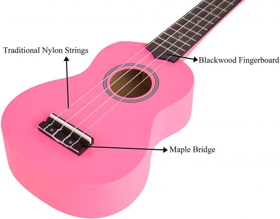 Everjoys Soprano Ukulele Beginner Kit, 21 Inch Ukelele for Kids Adults w/Strap, Tuner, Strings, Songbook, Case, Picks (Pink) - Image 4