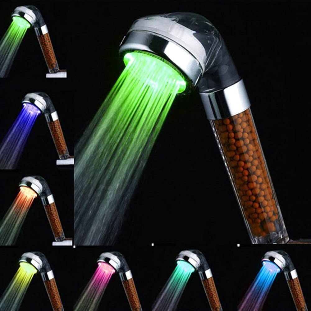 Shower Head Led 7 Colour Changing, High Pressure Water Saving Softener Filtered Shower Head for Fixing Dry Skin Hair