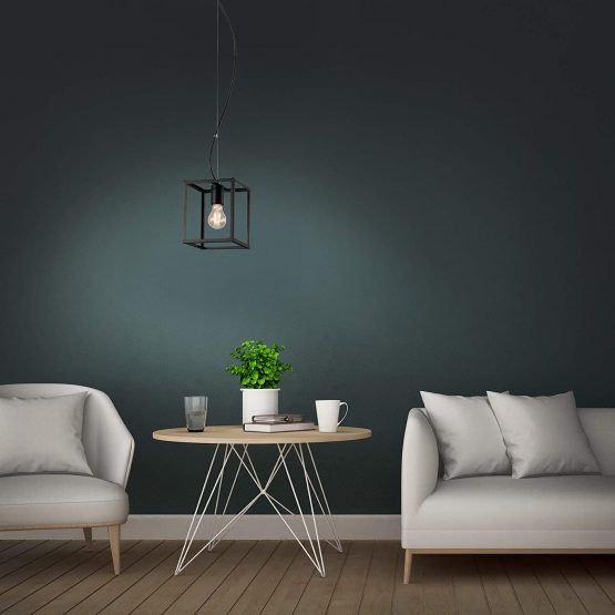 Briloner Leuchten Pendant lamp, 1-Bulb Pendant lamp, Retro/Vintage Pendant Light, Black Steel, 1x E27, max. 40 Watt, Black, 170x170x1200mm (LxWxH), 4020-015 - Image 4