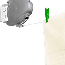 Wenko Washing line Jumbo-15 m Drying Length, retraction Lock, Polystyrene, Grey, 6 x 18 x 18.5 cm