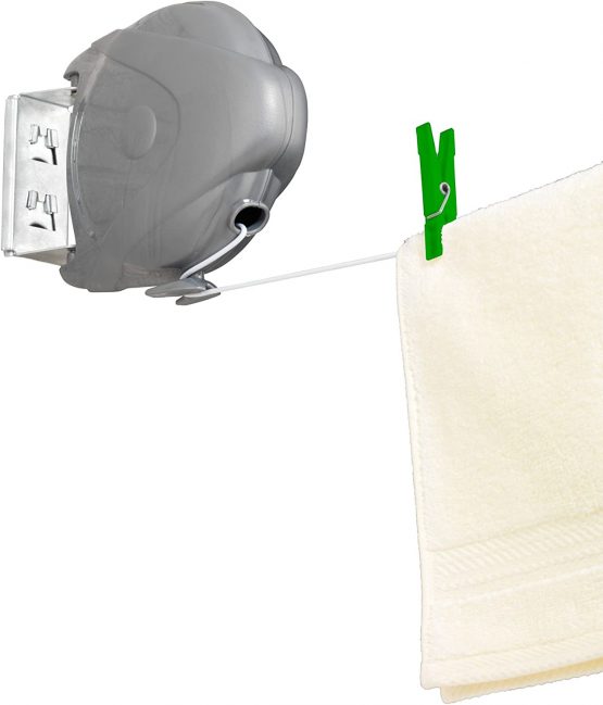 Wenko Washing line Jumbo-15 m Drying Length, retraction Lock, Polystyrene, Grey, 6 x 18 x 18.5 cm