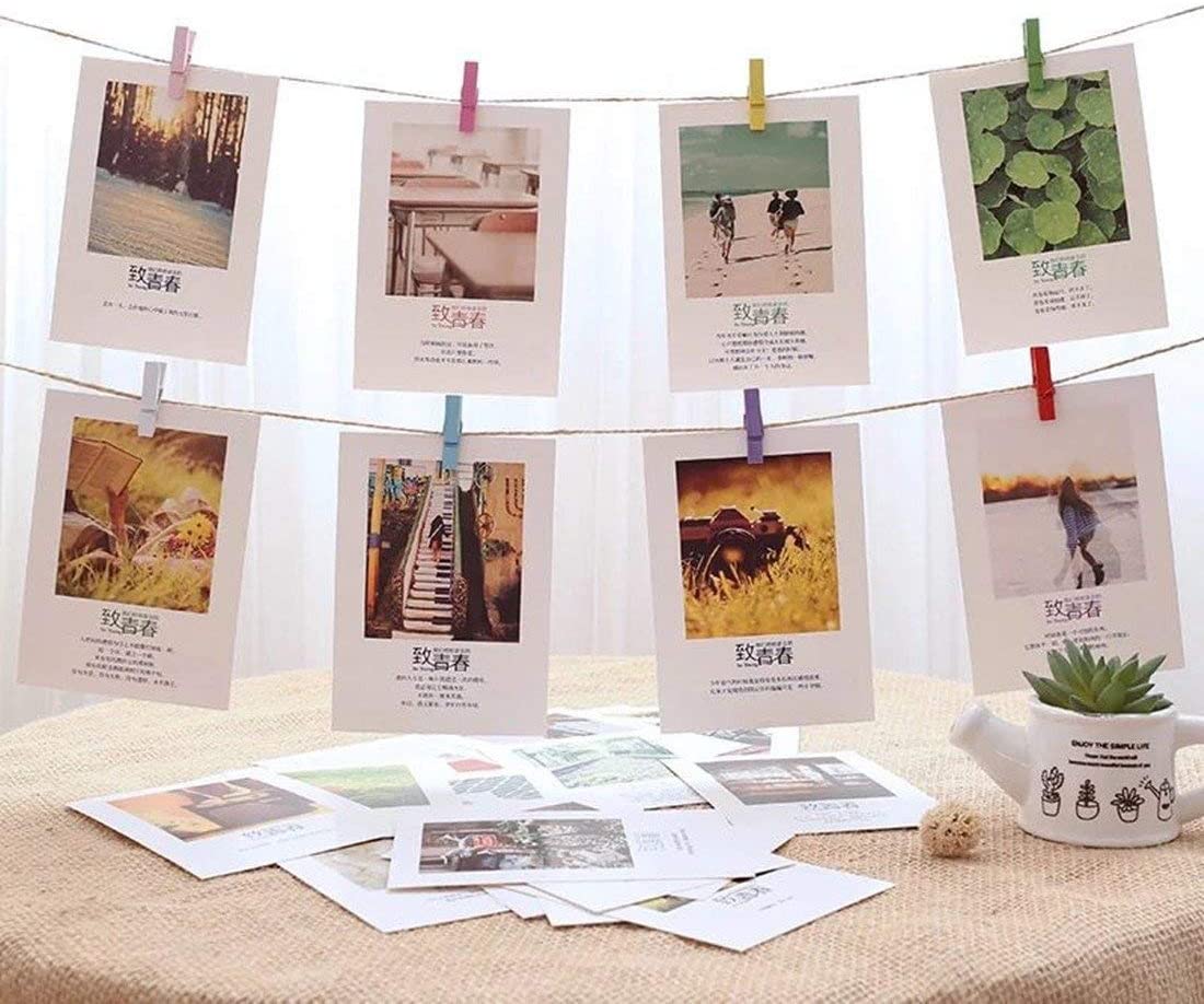 Dremisland Photo Display String and Pegs – DIY Wall Hanging Picture ...