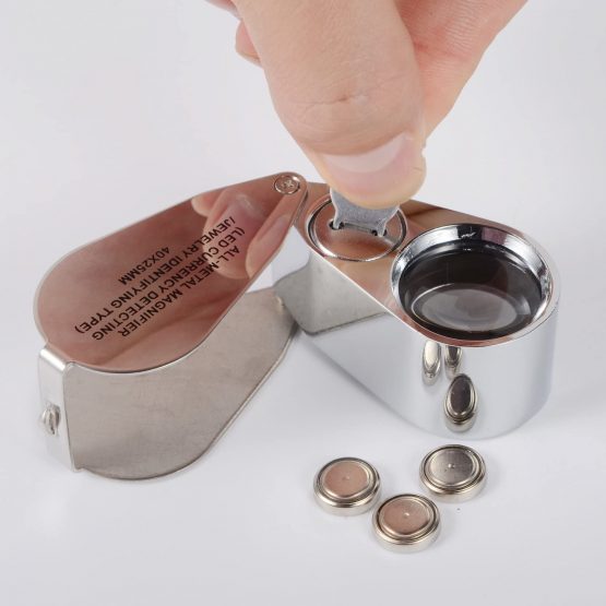 40X Full Metal Illuminated Jewellery Magnifier,XYK Folding Scientific Document Magnifying Glass Jewellers Lens Eye Loupe with LED and UV Light(LED Currency Detecting/Jewelry Identifying Type) - Image 3