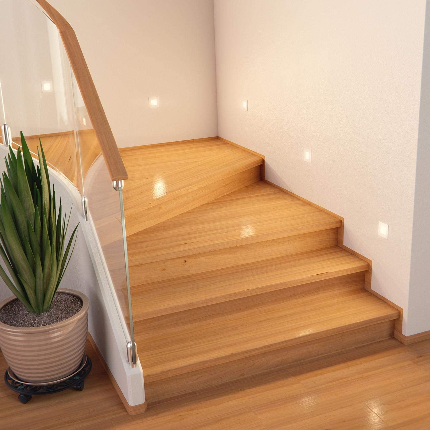 ledscom.de 12 LED Staircase Light/recessed wall Light FEX for Indoors and Outdoors Angular, 85 x 85mm, Warm White - Image 4