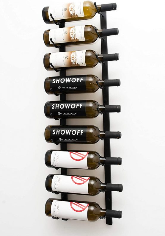 VintageView Wall Series 3 Wall Mounted Metal Wine Rack (915mm, 9 Bottles, Satin Black)