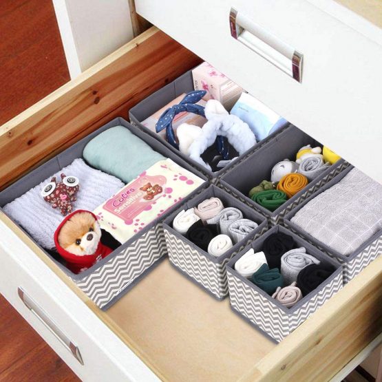 Evance Set of 10 Dresser Drawer Organiser, Fabric Wardrobe Organiser for Cupboard, Drawer Insert, Foldable Fabric Storage Bins,Box Containers for Socks, Bras, Underwear, Scarves, Ties (10 Set) - Image 4