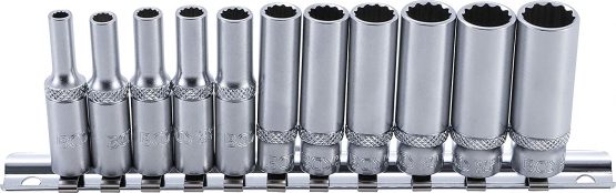 BGS 5251 | Socket Set, 12-point, deep | 6.3 mm (1/4") Drive | 4 - 13 mm | 11 pcs.