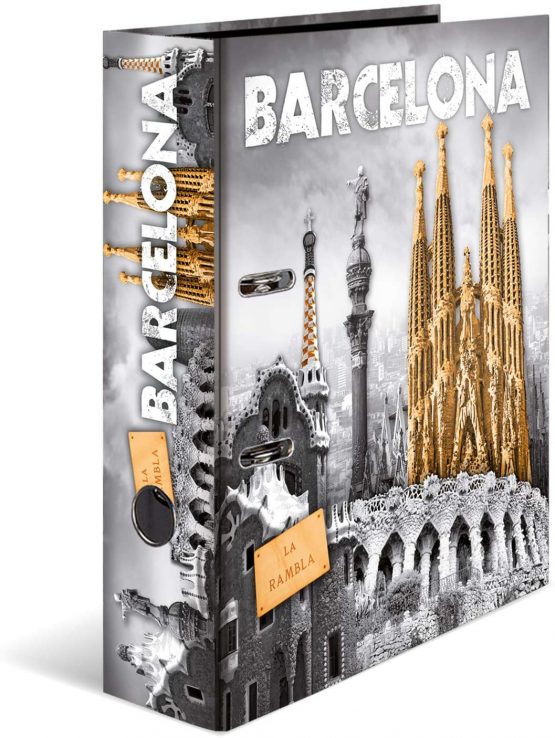 HERMA Lever Arch File Trend Cities with Barcelona Motif, A4, 70 mm Spine, with Inner Print, 1 Folder