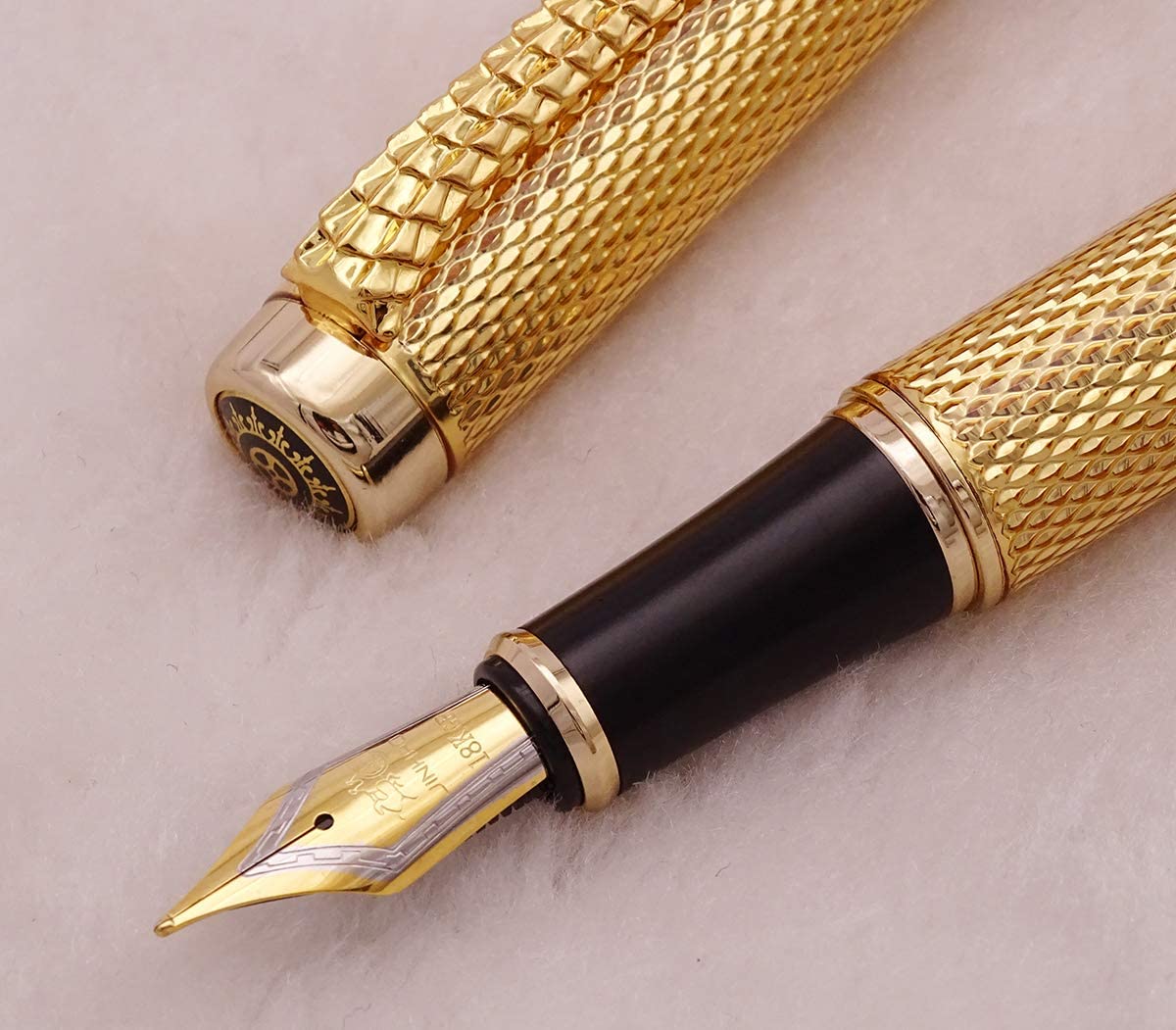 Jinhao 1200 Fountain Pen with Bent Tip and Clip, Variable Color 1 Gold Fountain Pen, Red or Golden - Image 3