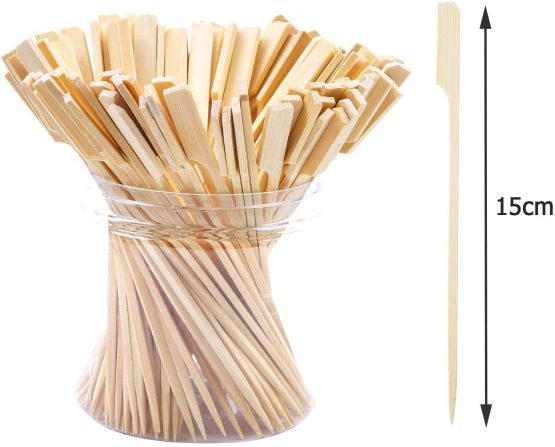 ANECO 100 Pieces Bamboo Paddle Skewers Barbecue Bamboo Skewers Cocktail Sticks for Barbeque, Kebabs, Burgers, Cocktails, Buffets Party - Image 2