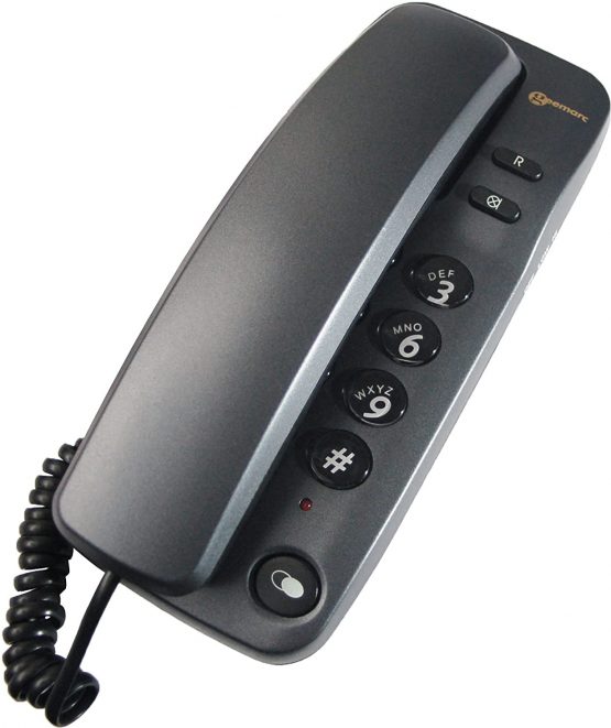 Geemarc Marbella - Gondola Style Corded Analogue Telephone with Large Buttons, Mute Function and Visual Ring Indicator- Wall Mountable - Steel Blue- UK Version - Image 2