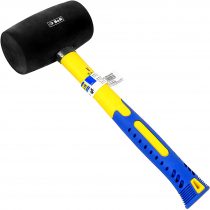 S&R Rubber Hammer Black 65 mm, 680g with Non-Slip fibreglass Handle