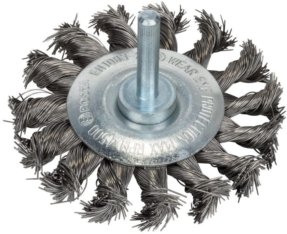 Bosch 1x PRO Stainless Steel Longlife Wire Wheel, Knotted Wire for 6 mm Cylindrical Shank and Drill (diameter 70 mm