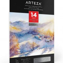 Arteza Watercolour Paper Pad A4, 14 Sheets, 300gsm Watercolour Paper, 100% Cotton, Cold-Pressed, Art Supplies for Watercolour Techniques and Mixed Media