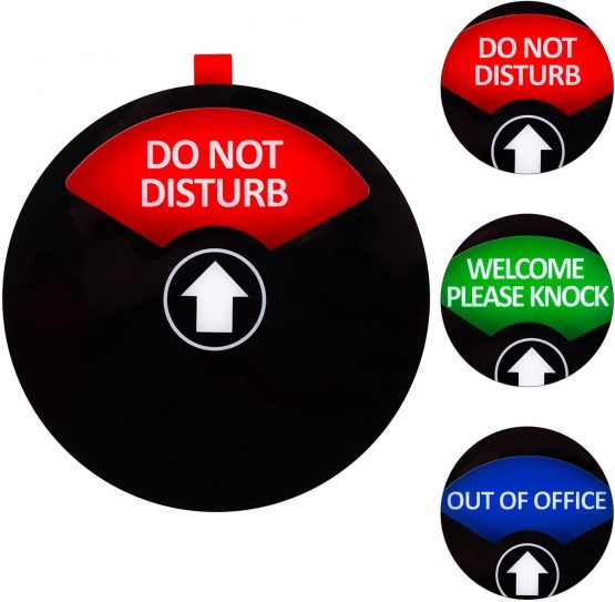 Kichwit Privacy Sign, Do Not Disturb Sign, Out of Office Sign, Welcome Please Knock Sign, Office Sign, 5 Inch, Black