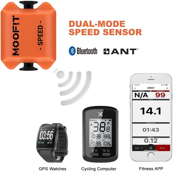 moofit Speed Sensor Bike ANT+ Sensor Speed Waterproof Wireless Cycle Speed Sensor Bluetooth for Wahoo, Zwift, Rouvy, Elite HRV, Peloton Openrider for iOS, Android - Image 3