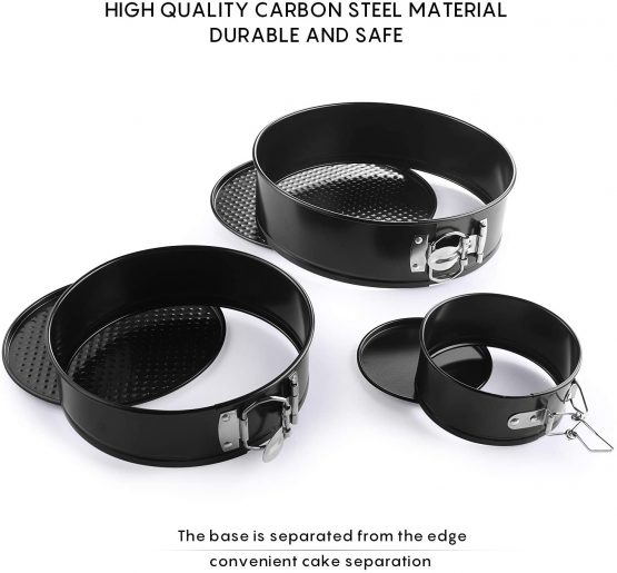 EKKONG Cake Tins Set, Cake Pan 3 Pieces 4"/7"/9" Non-Stick Leakproof Round Springform Cake Tin with Removable Bottom (3 pcs) - Image 3