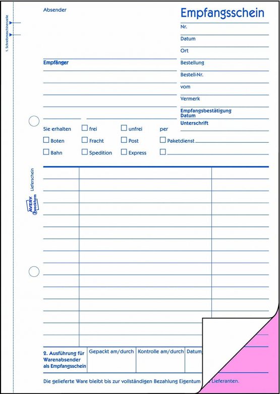 AVERY Zweckform Lieferscheine mit Empfangsschein Lieferschein A5 Empfsch 2x50Blatt - Image 2
