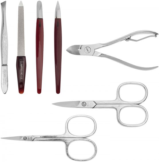 Nippes Solingen Nippes Premium Line Manicure Set 7 Pieces Real Cowhide Leather Case with Press Stud Beige - Image 4