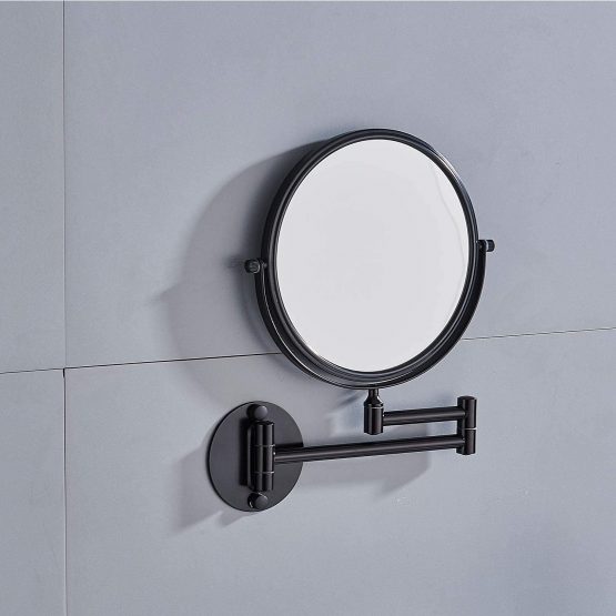 NEWRAIN Mirrors Wall Mounted with 3x Magnification and Normal 8-Inch Double-sided Round Bathroom Vanity Mirror Swivel,Extendable and Black Finished for Home, Spa and Hotel - Image 2
