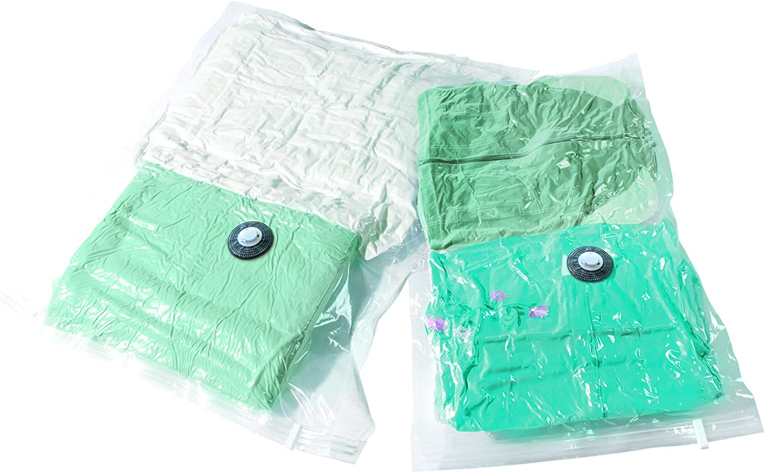 Compactor Vacuum Compress Bag with B Valve, Set of 2, Transparent, Assorted Size