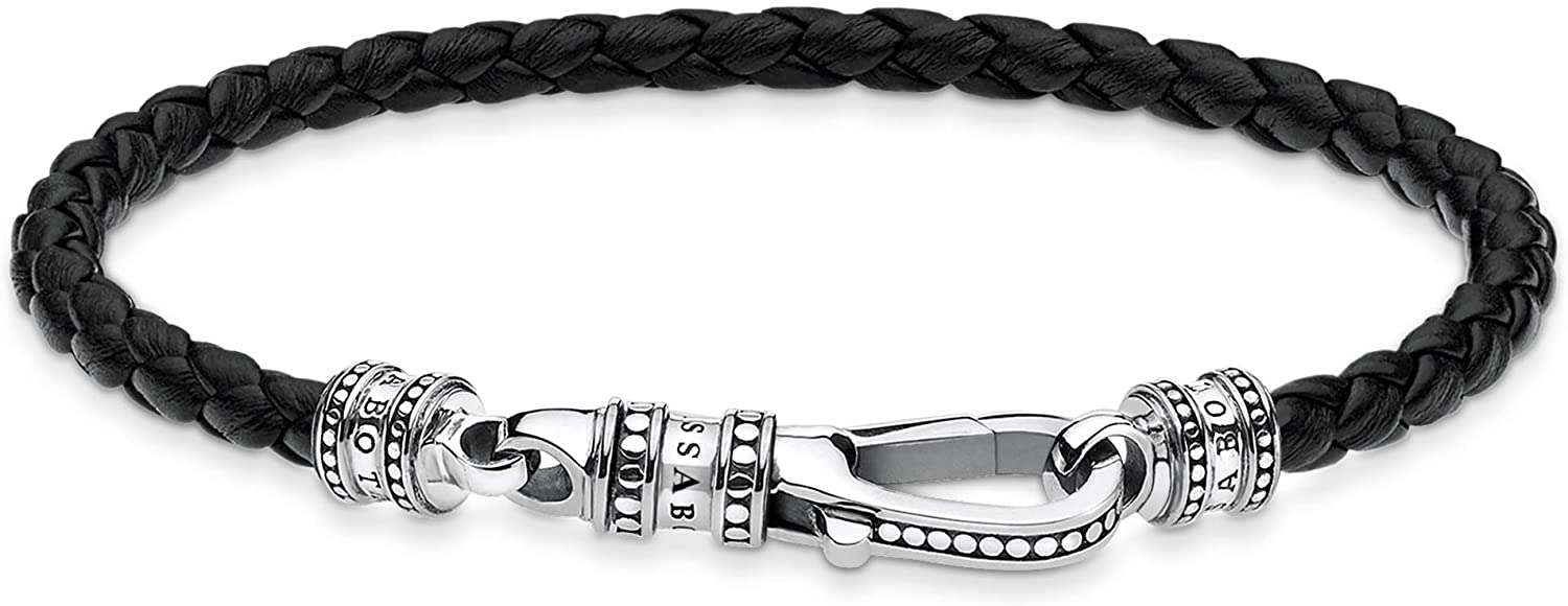 Thomas Sabo leather bracelet carabiner 925 sterling silver A1931-682-11-L17, 17,00 cm