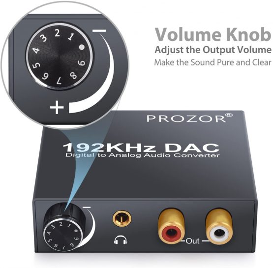 PROZOR 192KHz DAC Converter Volume Adjustable Digital SPDIF Optical Coaxial Toslink to Analog Stereo Audio L/R RCA 3.5mm Jack Audio - Image 4