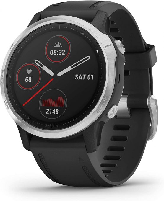 Garmin fēnix 6S, Ultimate Multisport GPS Watch, Smaller-Sized, Heat and Altitude Adjusted V02 Max, Pulse Ox Sensors and Training Load Focus, Silver with Black Band