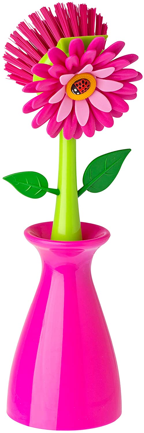 VIGAR Flower Power Dish Brush Made Of Plastic Vase 6517 Pink 5 x 5 x 15 cm - Image 2