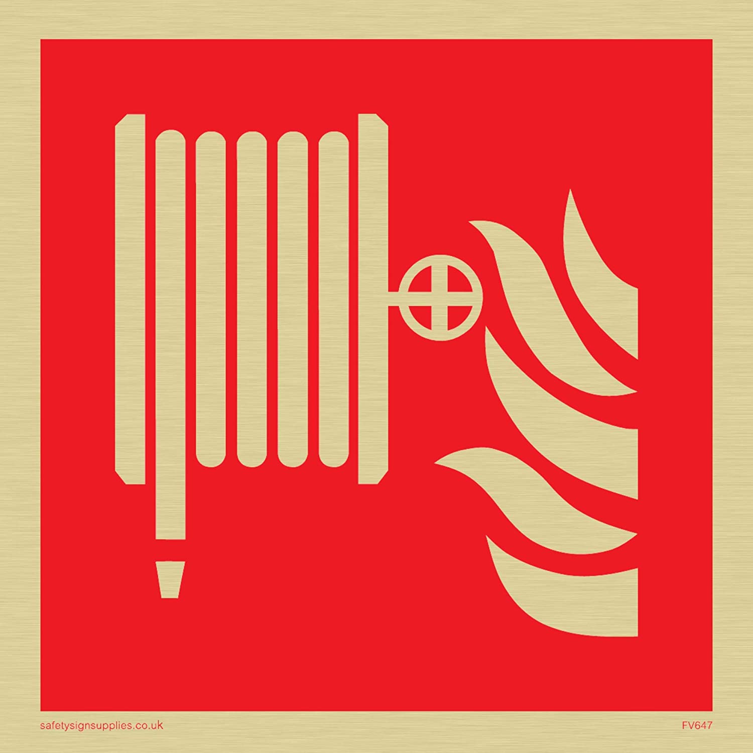 Viking Signs FV647-S10-GV Fire Hose Reel and Flames Symbol Sign, Gold ...