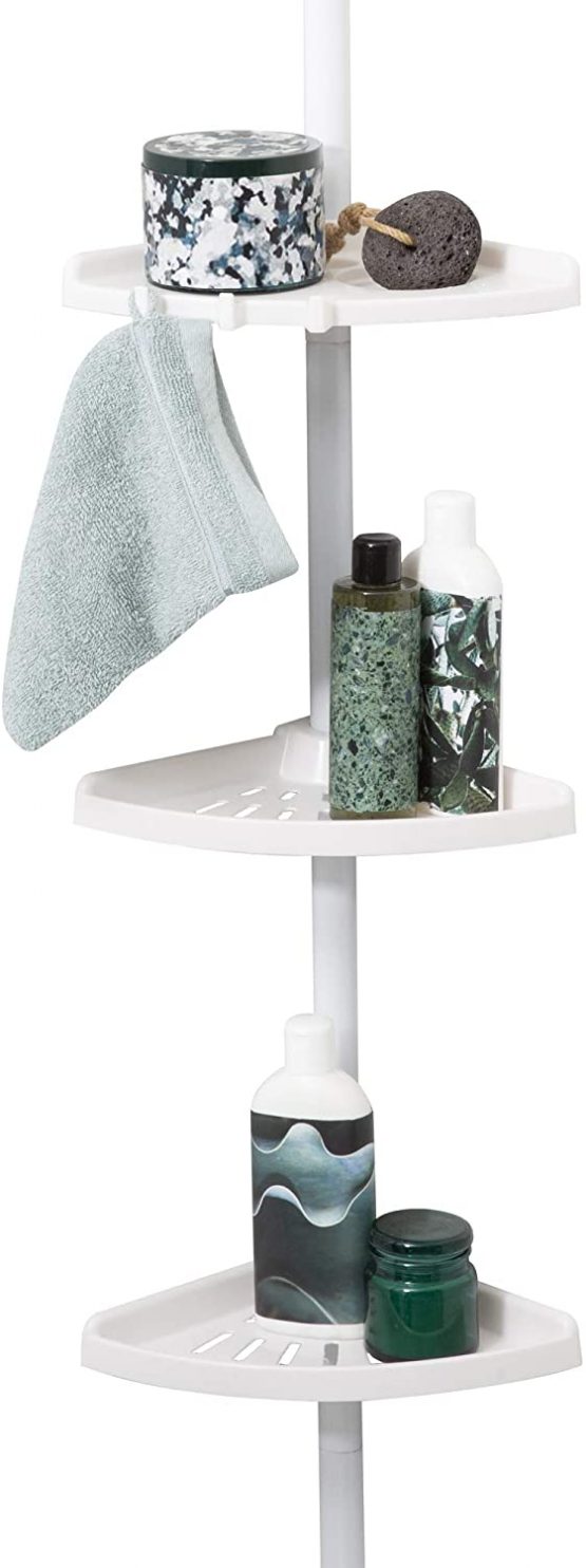 Compactor Adjustable Corner Shower Rack, White - Image 2